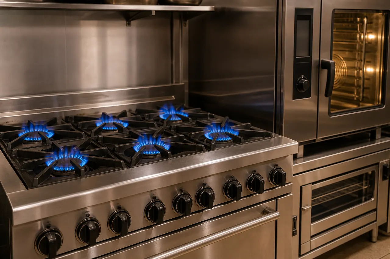 Commercial cooking range and ovens