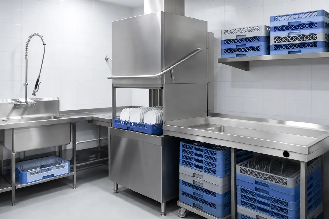 Commercial dishwashing area