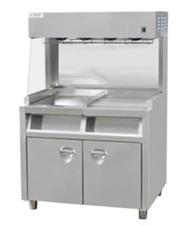 Dump fryer station with cabinet